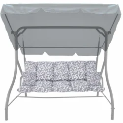 Poduszka na huśtawkę ogrodową 150cm z jaśkami, szara z białym wzorem zwojów. Idealna do ogrodu lub na taras.