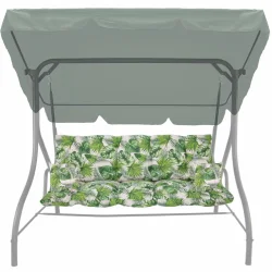 Poduszka na huśtawkę ogrodową z jaśkami, kolor zielony z motywem liści. Kompletny zestaw.