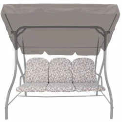 Poduszki na huśtawkę ogrodową 150cm, wzór z beżowymi i białymi ornamentami.