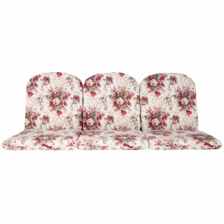 Poduszki ogrodowe 150cm na ławkę w kwiatowy wzór. Jasne tło z różowymi kwiatami.