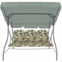 Poduszki ogrodowe na huśtawkę w kamuflażowym wzorze.