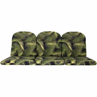 Poduszki ogrodowe 150cm na ławkę ogrodową, wzór liście w zielonych odcieniach, komplet trzech poduszek.