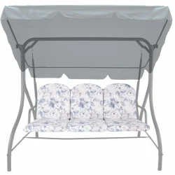 Poduszki huśtawkowe 150cm, na huśtawkę ogrodową, kwiatowy wzór w odcieniach niebieskiego i białego.