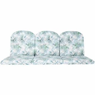 Poduchy ogrodowe 150cm na huśtawkę z tropikalnym wzorem, w kolorystyce zielono-błękitnej.