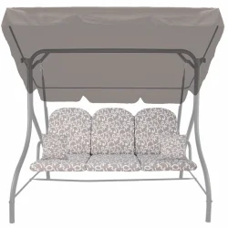Poduszki na huśtawkę ogrodową 150cm, wzór w białe zawijasy na szarym tle, komplet z jaśkami.