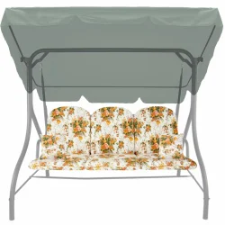 Poduszki na huśtawkę ogrodową, rozmiar 150cm, z motywem kwiatowym. Kompletny zestaw z jaśkami.