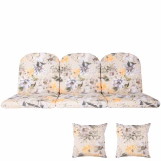 Poduszki ogrodowe 150cm, kwiatowy wzór, zestaw z jaśkami, na ławkę lub huśtawkę.