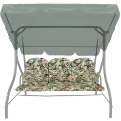 Poduszki ogrodowe na huśtawkę, rozmiar 150cm, wzór tropikalny liściasty, komplet z jaśkami.
