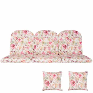 Komplet poduszek ogrodowych na ławkę 150cm w kwiatowy wzór, z jaśkami. Idealne na taras lub do ogrodu.