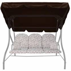 Poduszka na huśtawkę w ogrodzie z daszkiem, wzór biało-brązowy, 3 miejsca.