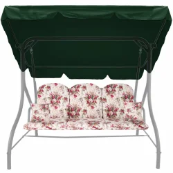 Poduszki ogrodowe na huśtawkę, wzór kwiatowy. Komplet z jaśkami i daszkiem.