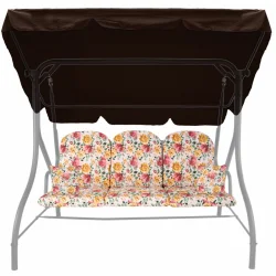 Poduszka na huśtawkę do ogrodu z daszkiem, kwiatowy wzór, zestaw z jaśkami.