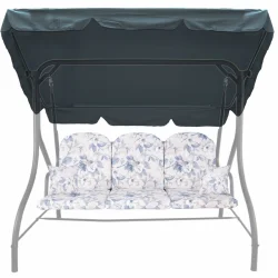 Poduszka na huśtawkę ogrodową 150 cm z jaśkami, kwiatowy wzór. Idealna do ogrodu lub na taras.