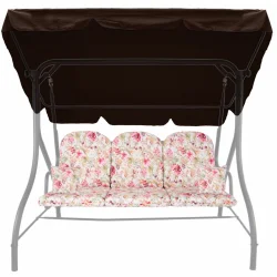 Poduszki na huśtawkę ogrodową z daszkiem, wzór kwiatowy. Komplet z jaśkami w kolorach pastelowych.