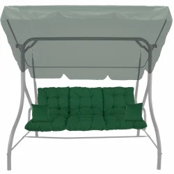 Poduszka ogrodowa 150cm na huśtawkę z jaśkami, w kolorze zielonym.