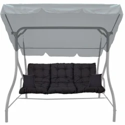 Poduszka na huśtawkę 150 cm do ogrodu, antracyt, z jaśkami.