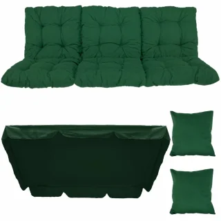 Poduszki ogrodowe 150cm zielone na huśtawkę, z jaśkami i daszkiem. Idealne do ogrodu lub na taras.
