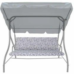 Poduszka na huśtawkę ogrodową 150cm, szara z białym wzorem. Idealna do ogrodu.