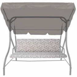 Poduszka na huśtawkę ogrodową, wzór w białe ornamenty na szarym tle. Idealna do ogrodu lub na taras.