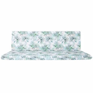 Poducha ogrodowa 150cm na ławkę ogrodową z zielonym wzorem liści.