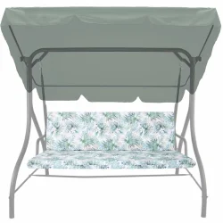 Poduszka na huśtawkę ogrodową 150cm, wzór roślinny, kolor zielony.