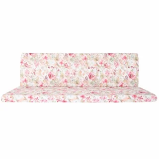 Poduszka ogrodowa 150 cm na ławkę do ogrodu, w kwiatowy wzór. Pojedyncza poduszka w odcieniach różu i beżu.