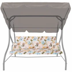 Poduszki ogrodowe na huśtawkę 150cm z jaśkami. Wzór kwiatowy w jasnych kolorach.