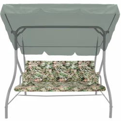 Poduszka ogrodowa na huśtawkę 150cm, z jaśkami, w zielony wzór liści. Idealna do ogrodu lub na taras.