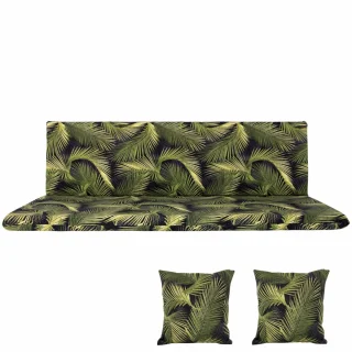 Poduszka ogrodowa 150cm na ławkę, w zestawie z jaśkami, wzór liście palmowe. Idealna do ogrodu.