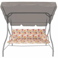 Poduszka na huśtawkę ogrodową w kwiaty z jaśkami. Na taras lub do ogrodu.