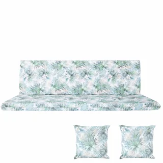 Poduszka ogrodowa 150cm z jaśkami, w wzór liści, na ławkę lub huśtawkę.