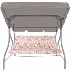 Poduszki ogrodowe 150cm na huśtawkę, zestaw z jaśkami. Kwiatowy wzór w pastelowych kolorach.