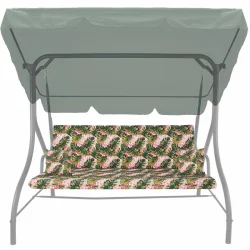 Poduszki ogrodowe na huśtawkę 150cm z jaśkami, wzór w liście i kwiaty.