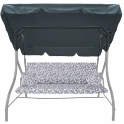 Poduszka ogrodowa 150cm na huśtawkę z jaśkami, szaro-biały wzór z daszkiem.