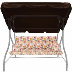 Poduszka ogrodowa 150 cm na huśtawkę z jaśkami, kwiatowy wzór.