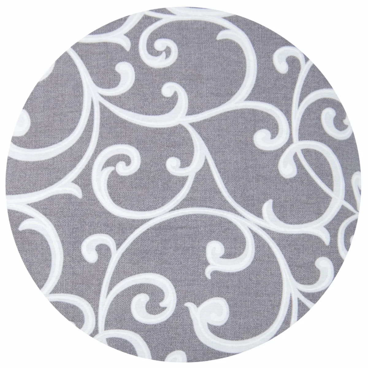 Tkanina dekoracyjna do ogrodu, 1 metr, szara z białym wzorem w spirale.