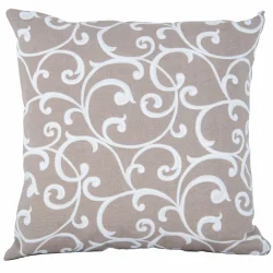 Poduszka dekoracyjna do salonu. Brązowy wzór z białymi wirami.