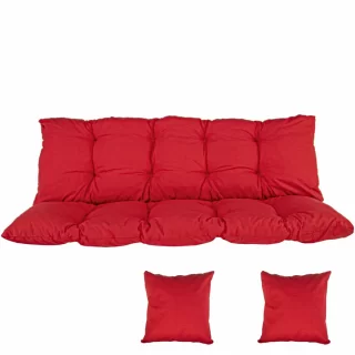 Poduszki na Huśtawkę Ogrodową MALIBU 180cm + Jaśki Czerwone
